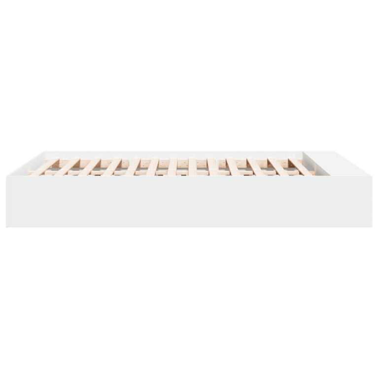 Bedframe LED massief hout wit 120x200 cm