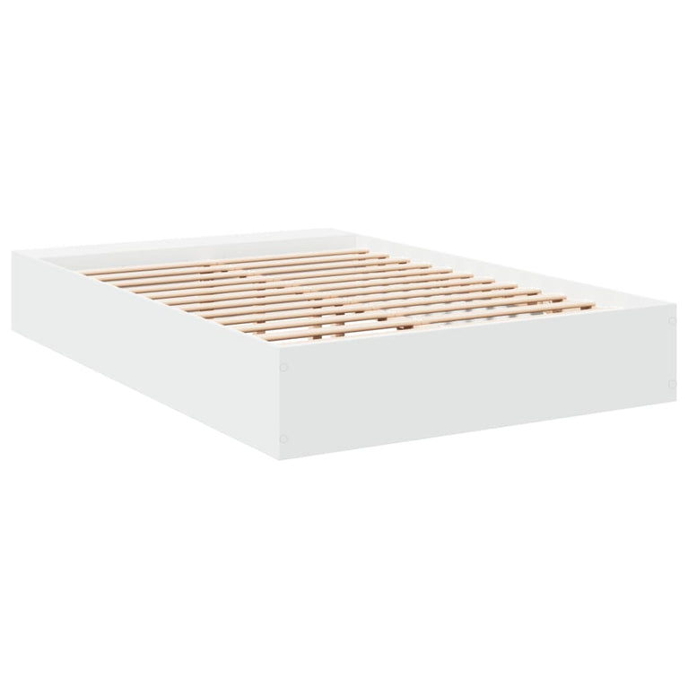 Bedframe LED massief hout wit 120x200 cm