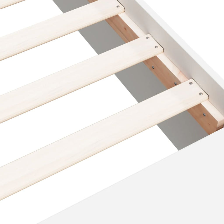 Bedframe LED massief hout wit 120x200 cm