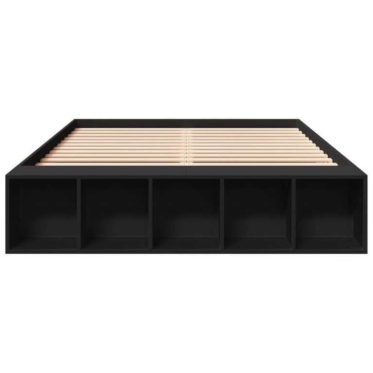 Bedframe bewerkt hout zwart 120x200 cm