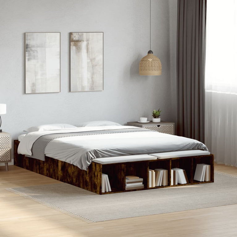 Bedframe bewerkt hout gerookt eikenkleurig 120x200 cm