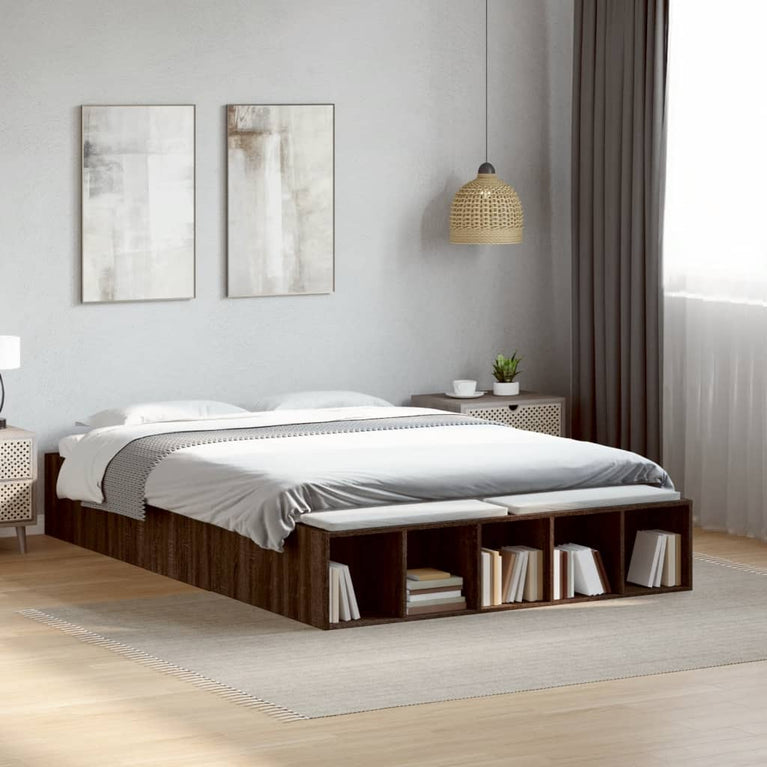 Bedframe bewerkt hout bruin eikenkleur 120x200 cm