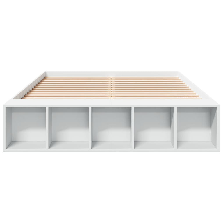 Bedframe LED massief hout wit 140x190 cm