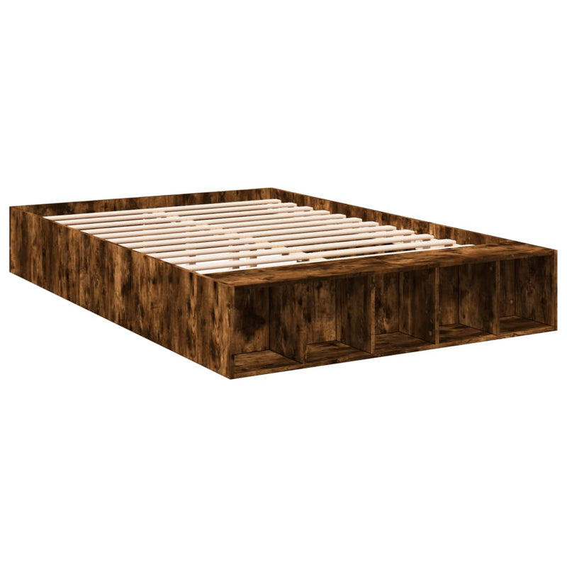 Bedframe bewerkt hout gerookt eikenkleurig 140x190 cm