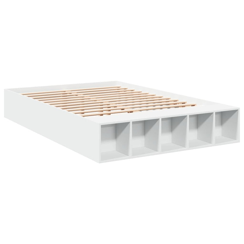 Bedframe bewerkt hout wit 135x190 cm