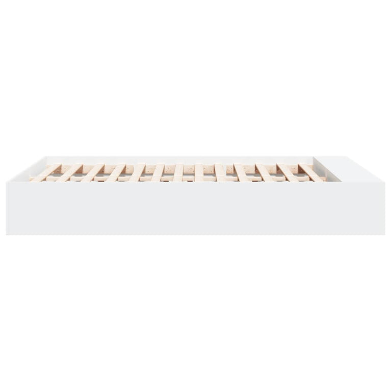 Bedframe bewerkt hout wit 135x190 cm