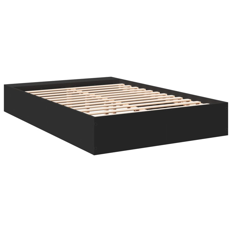 Bedframe bewerkt hout zwart 135x190 cm