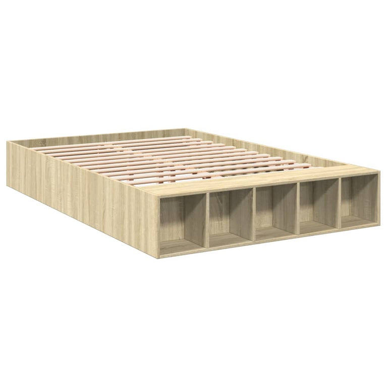 Bedframe bewerkt hout sonoma eikenkleurig 135x190 cm