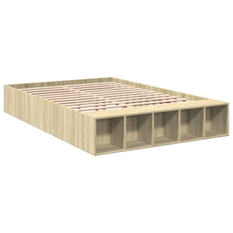 Bedframe bewerkt hout sonoma eikenkleurig 135x190 cm