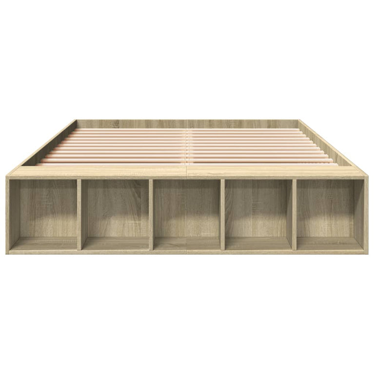 Bedframe bewerkt hout sonoma eikenkleurig 135x190 cm