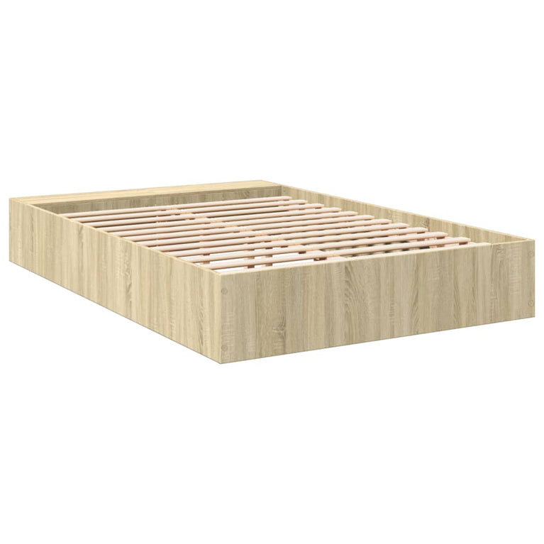 Bedframe bewerkt hout sonoma eikenkleurig 135x190 cm