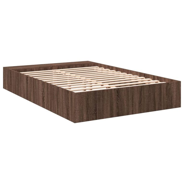 Bedframe bewerkt hout bruin eikenkleur 135x190 cm