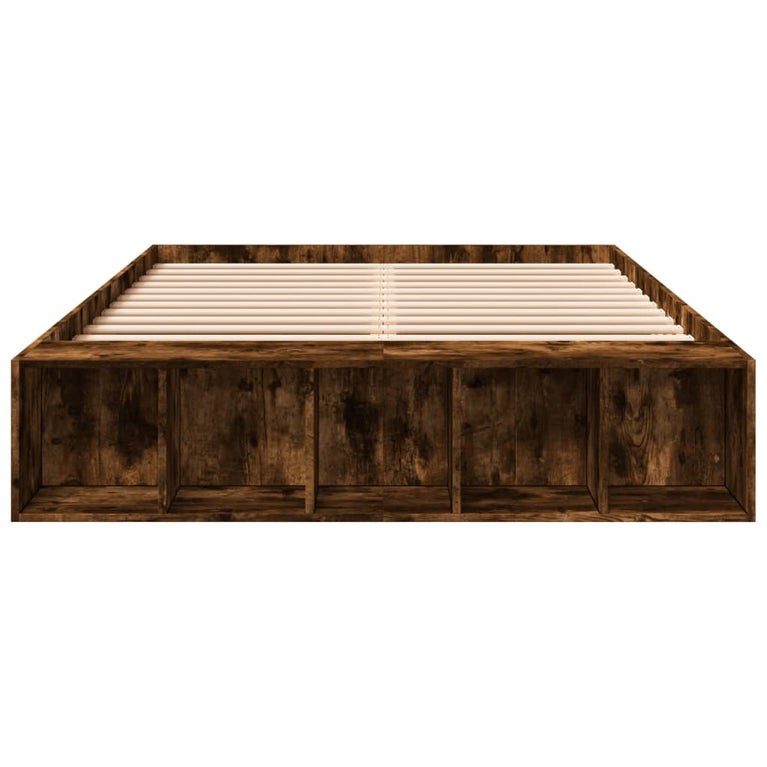 Bedframe bewerkt hout gerookt eikenkleurig 120x190 cm