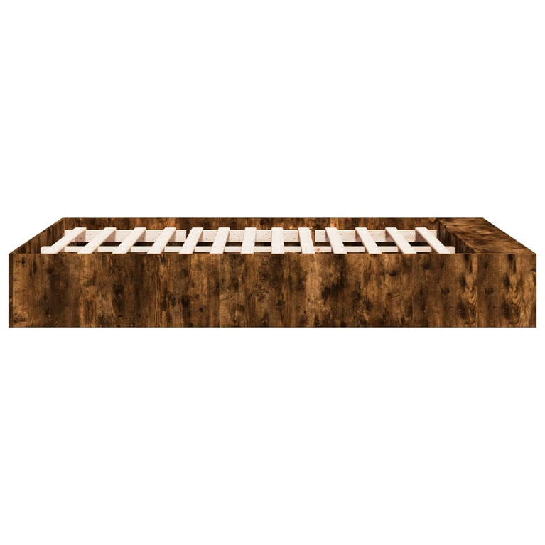 Bedframe bewerkt hout gerookt eikenkleurig 120x190 cm