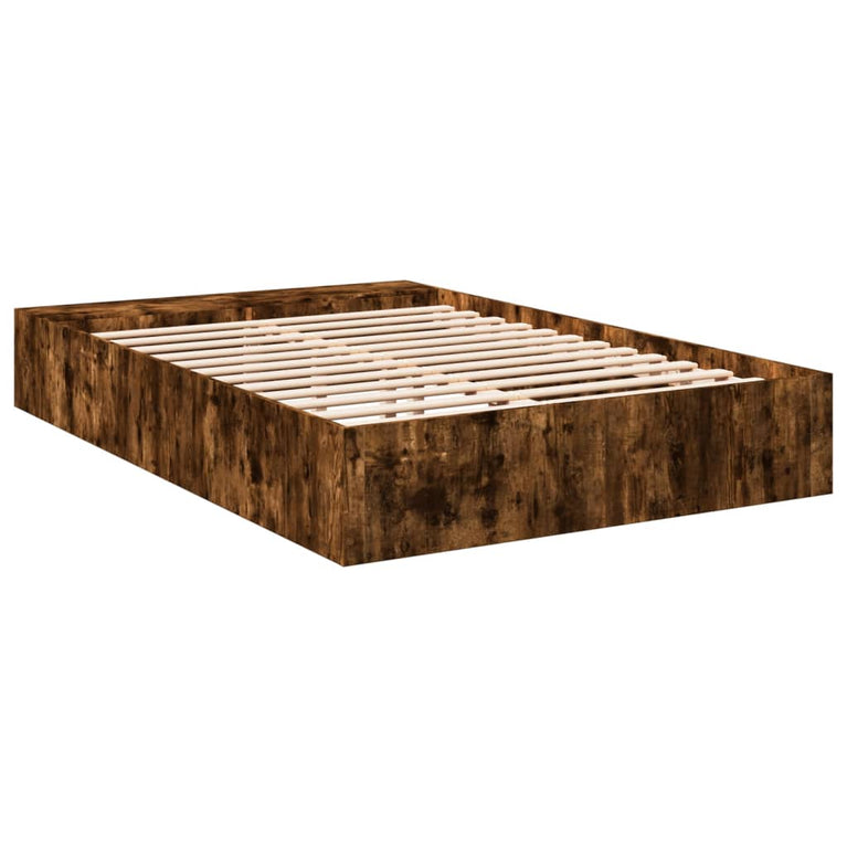 Bedframe bewerkt hout gerookt eikenkleurig 120x190 cm