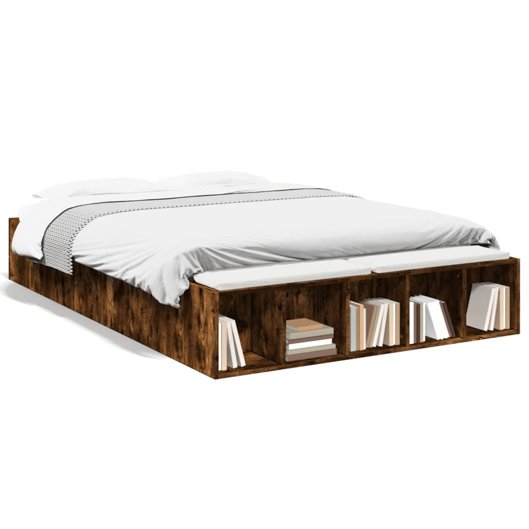 Bedframe bewerkt hout gerookt eikenkleurig 120x190 cm