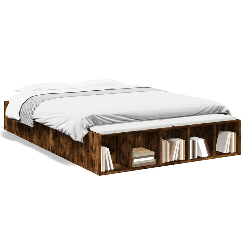 Bedframe bewerkt hout gerookt eikenkleurig 120x190 cm