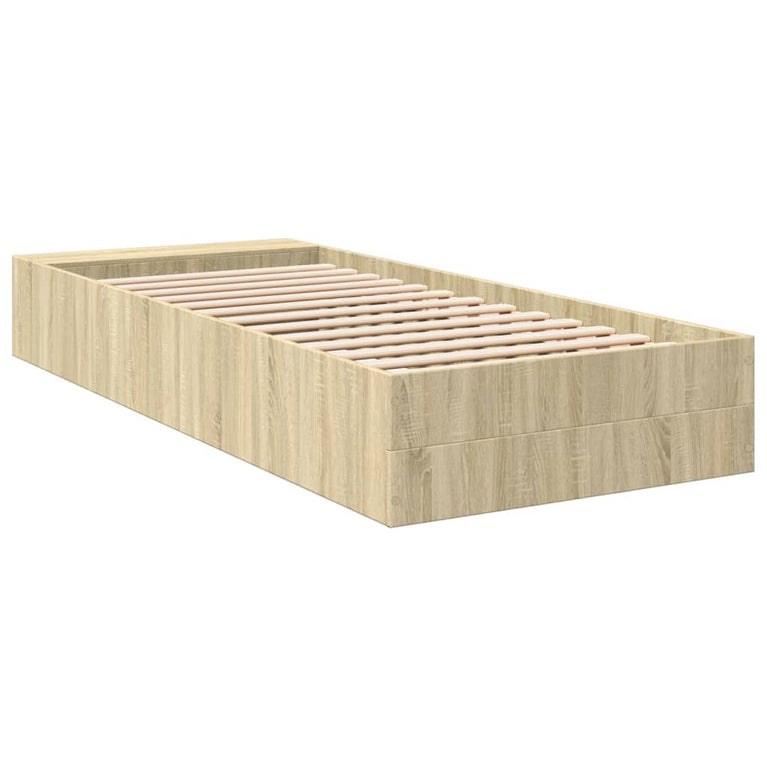 Bedframe bewerkt hout sonoma eikenkleurig 100x200 cm