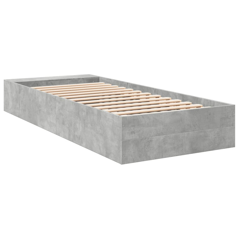 Bedframe bewerkt hout betongrijs 100x200 cm