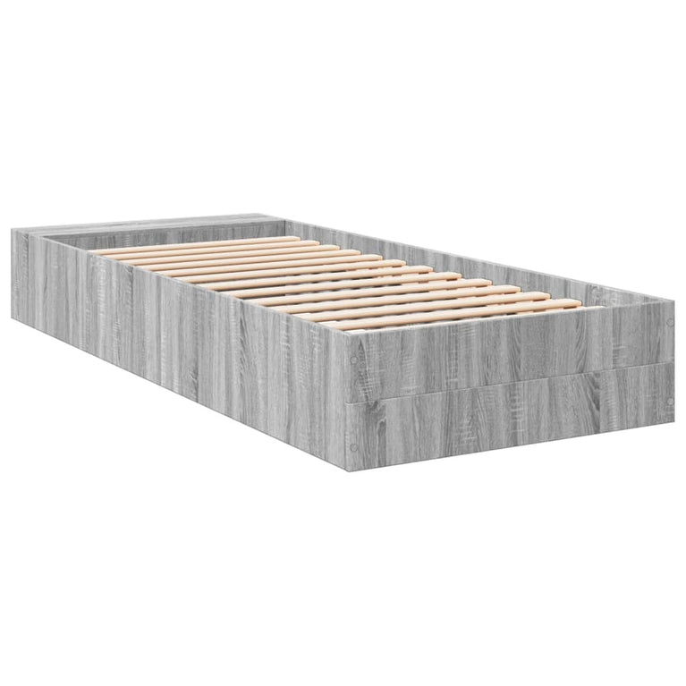 Bedframe bewerkt hout grijs sonoma eikenkleurig 100x200 cm