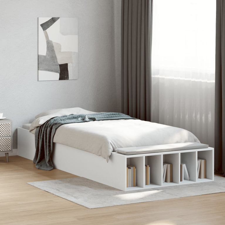 Bedframe bewerkt hout wit 90x200 cm