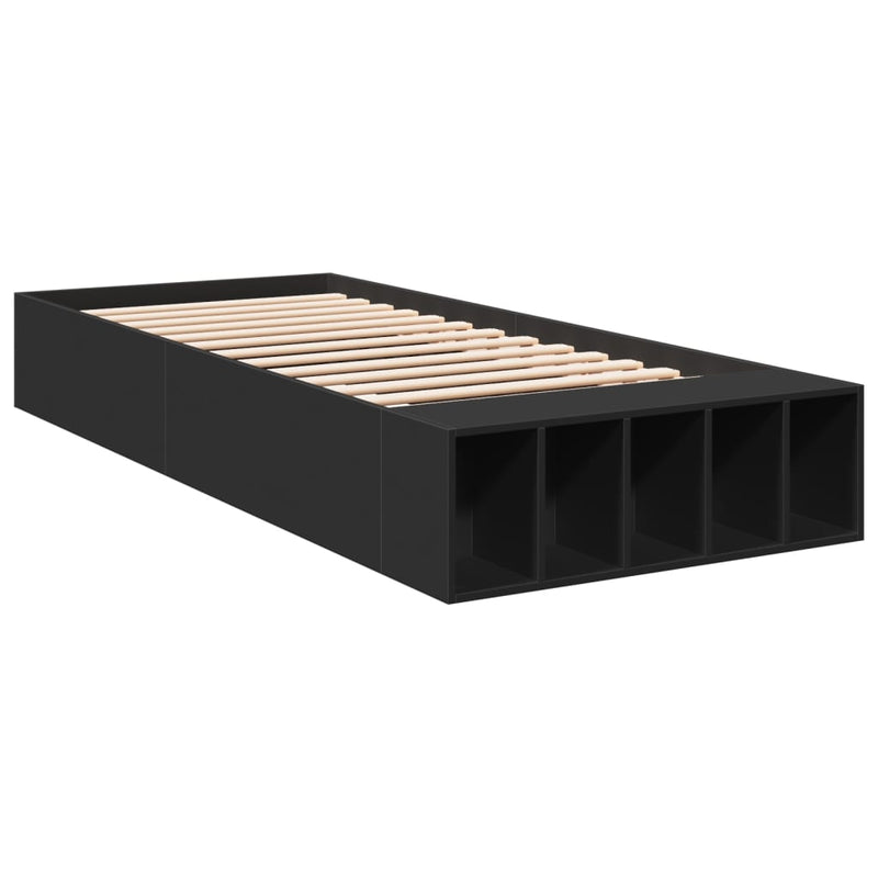 Bedframe bewerkt hout zwart 90x200 cm