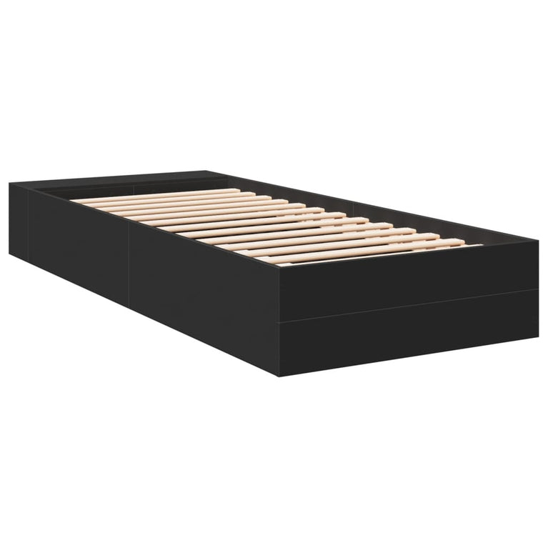 Bedframe bewerkt hout zwart 90x200 cm