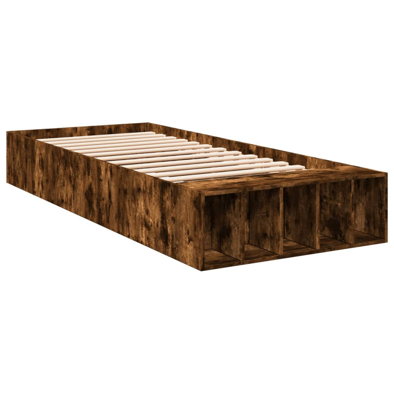 Bedframe bewerkt hout gerookt eikenkleurig 90x200 cm