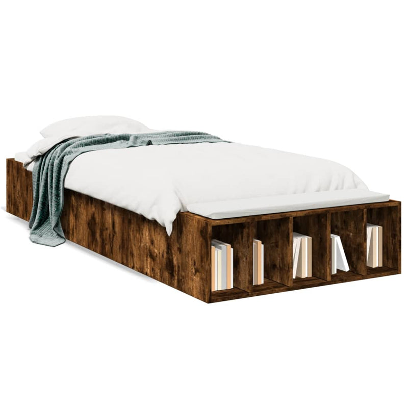 Bedframe bewerkt hout gerookt eikenkleurig 90x200 cm