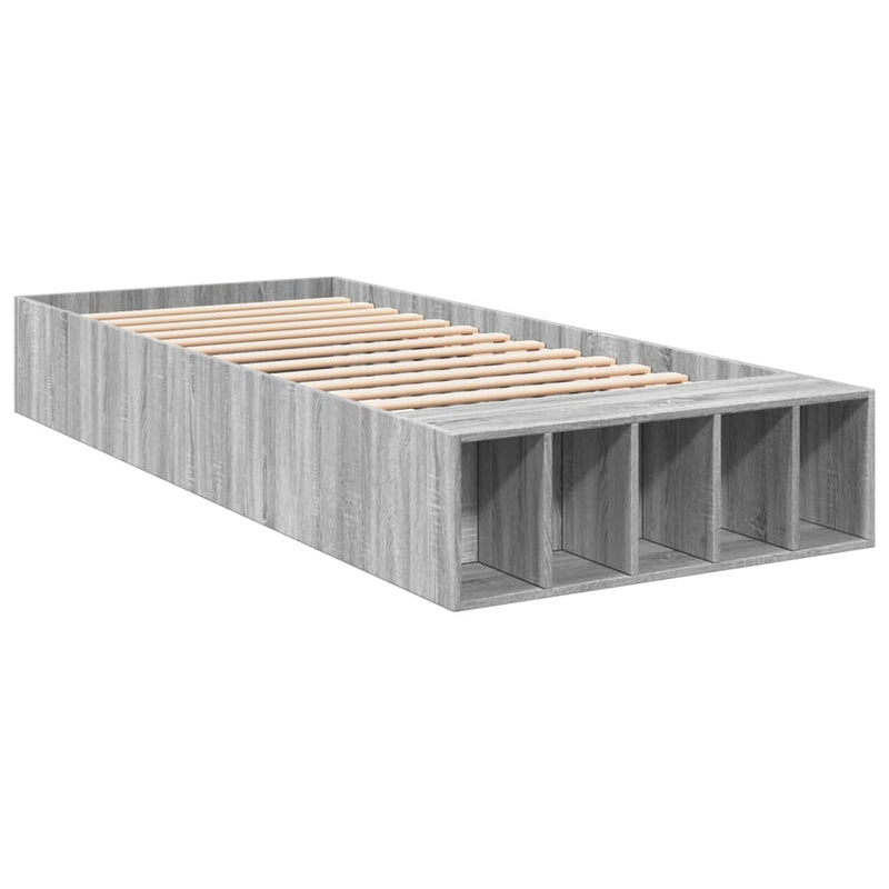 Bedframe bewerkt hout grijs sonoma eikenkleurig 90x200 cm
