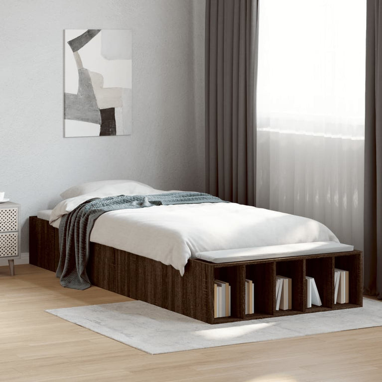 Bedframe bewerkt hout bruin eikenkleur 90x200 cm
