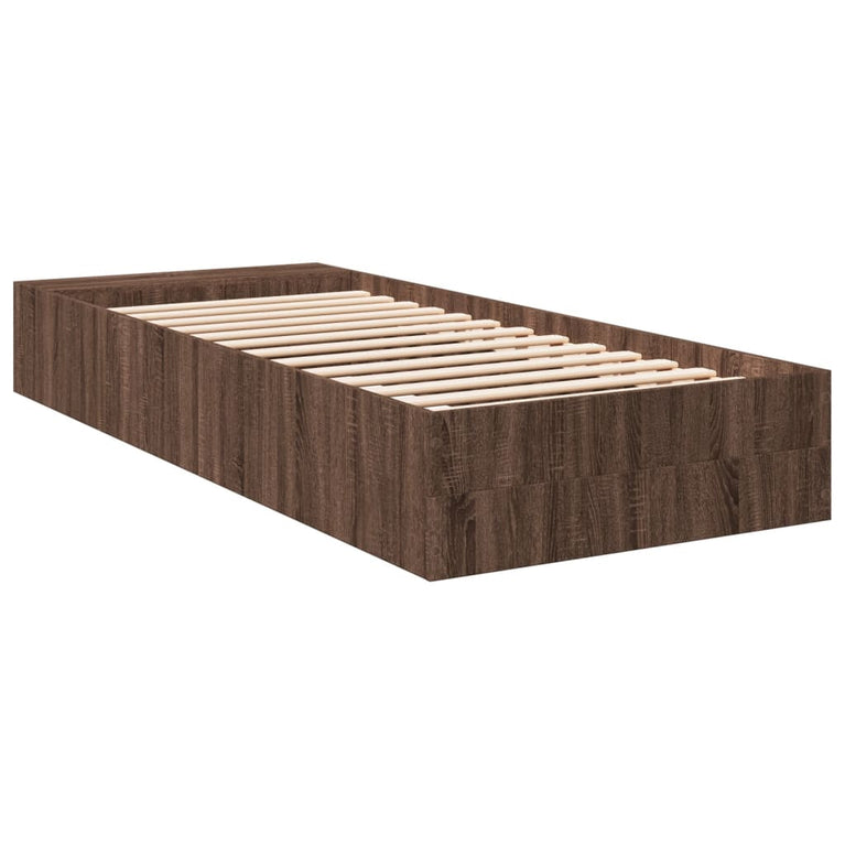 Bedframe bewerkt hout bruin eikenkleur 90x200 cm