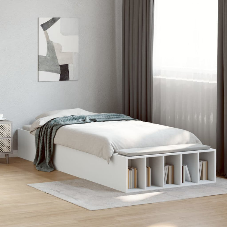 Bedframe bewerkt hout wit 90x190 cm