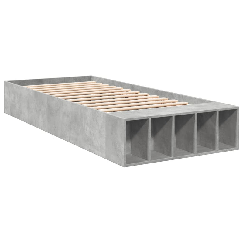 Bedframe bewerkt hout betongrijs 90x190 cm