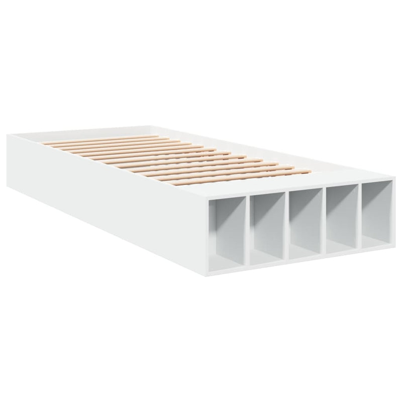 Bedframe bewerkt hout wit 75x190 cm