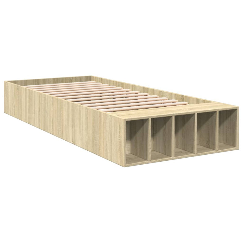Bedframe bewerkt hout sonoma eikenkleurig 75x190 cm
