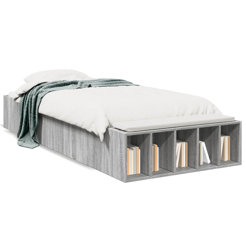 Bedframe bewerkt hout grijs sonoma eikenkleurig 75x190 cm