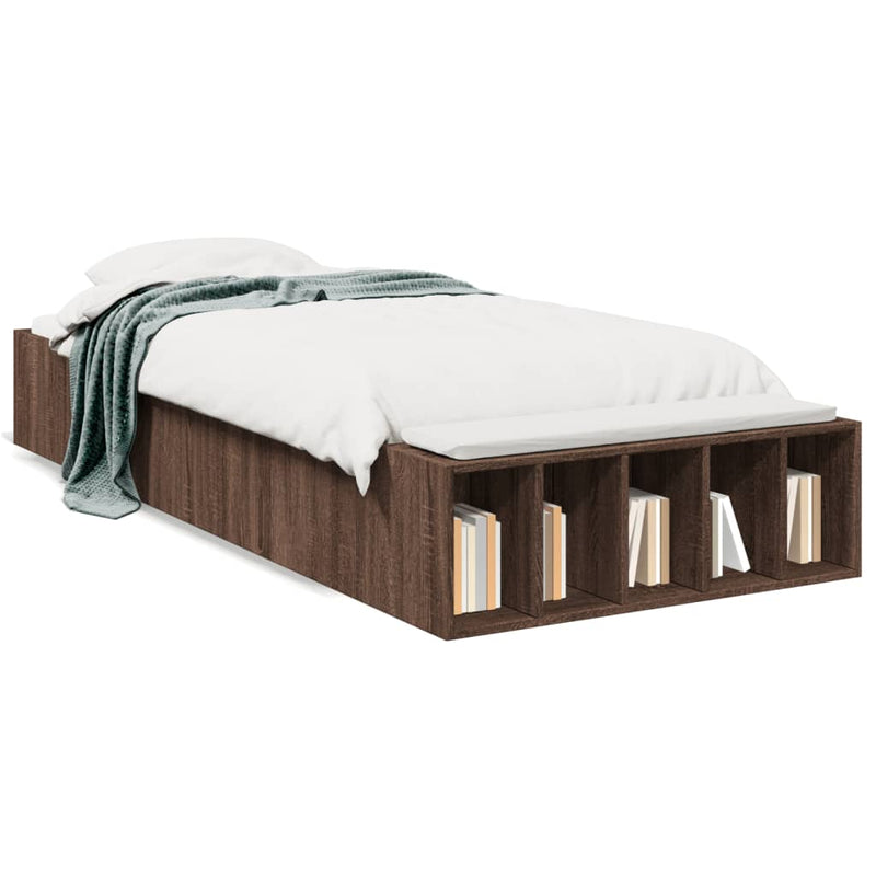 Bedframe bewerkt hout bruin eikenkleur 75x190 cm