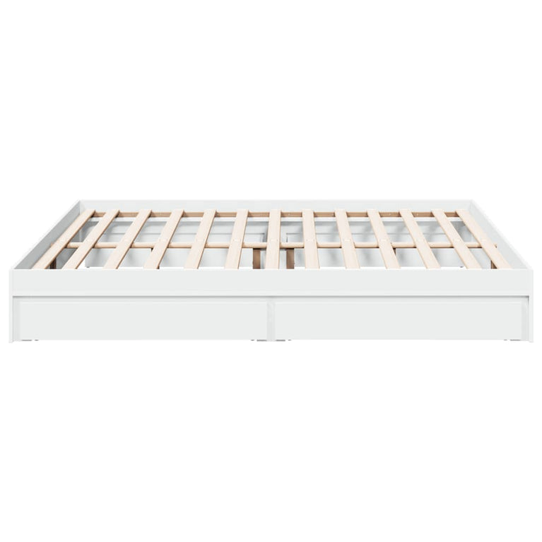 Bedframe met lades bewerkt hout wit 200x200 cm