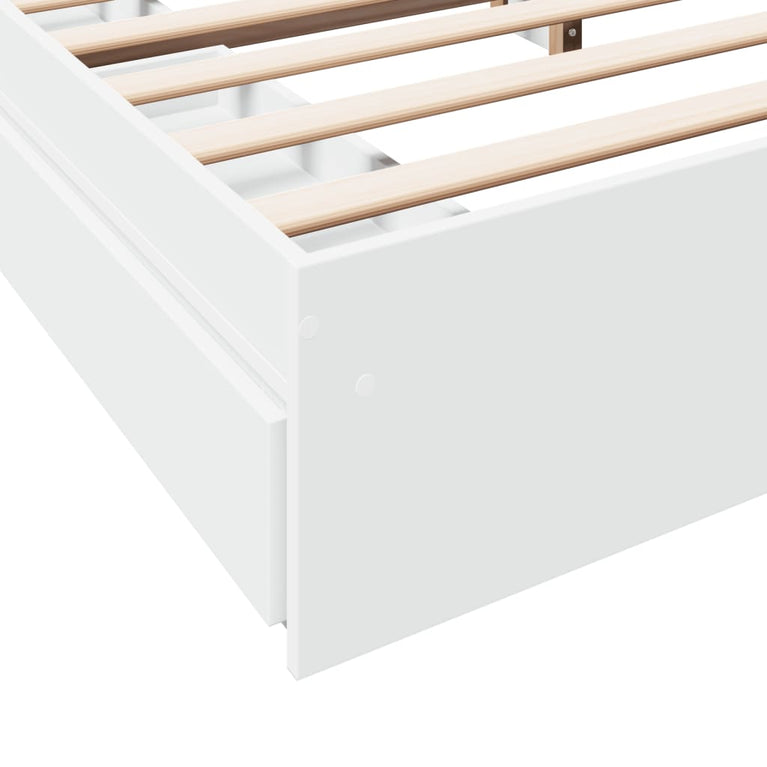 Bedframe met lades bewerkt hout wit 200x200 cm