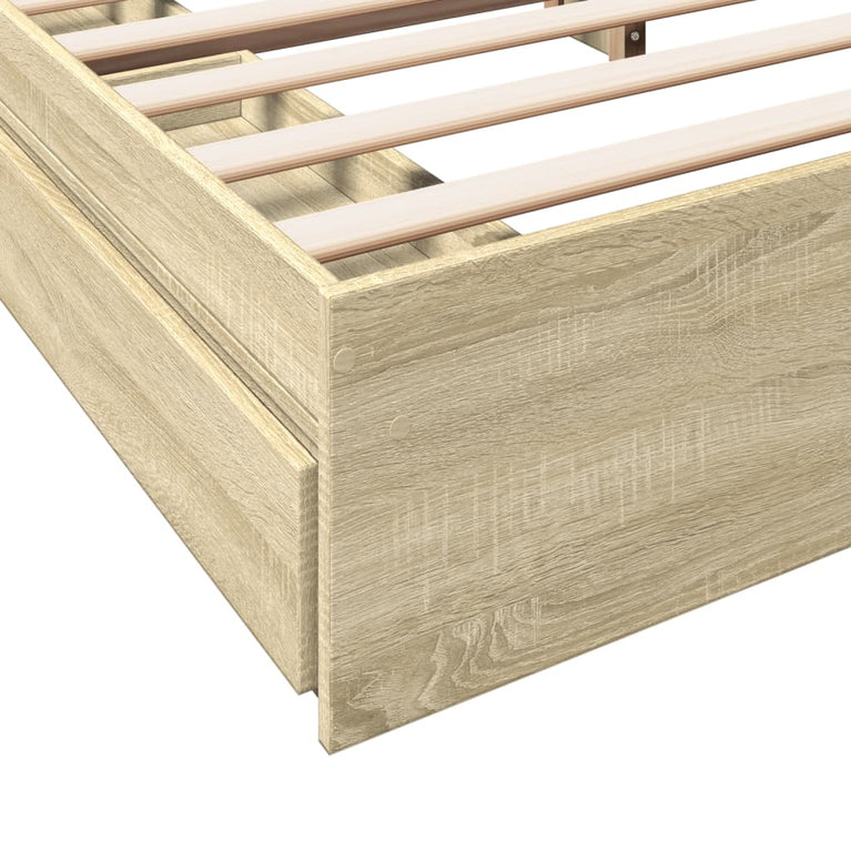 Bedframe met lades bewerkt hout sonoma eikenkleurig 200x200 cm