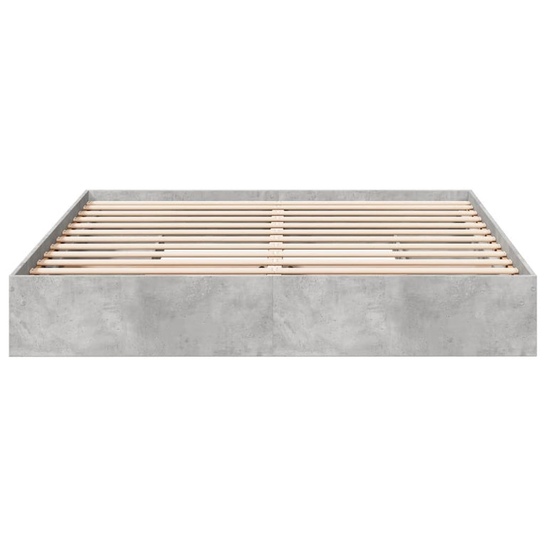 Bedframe met lades bewerkt hout betongrijs 200x200 cm