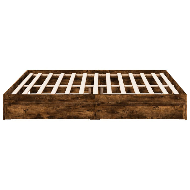 Bedframe met lades bewerkt hout gerookt eikenkleurig 200x200 cm