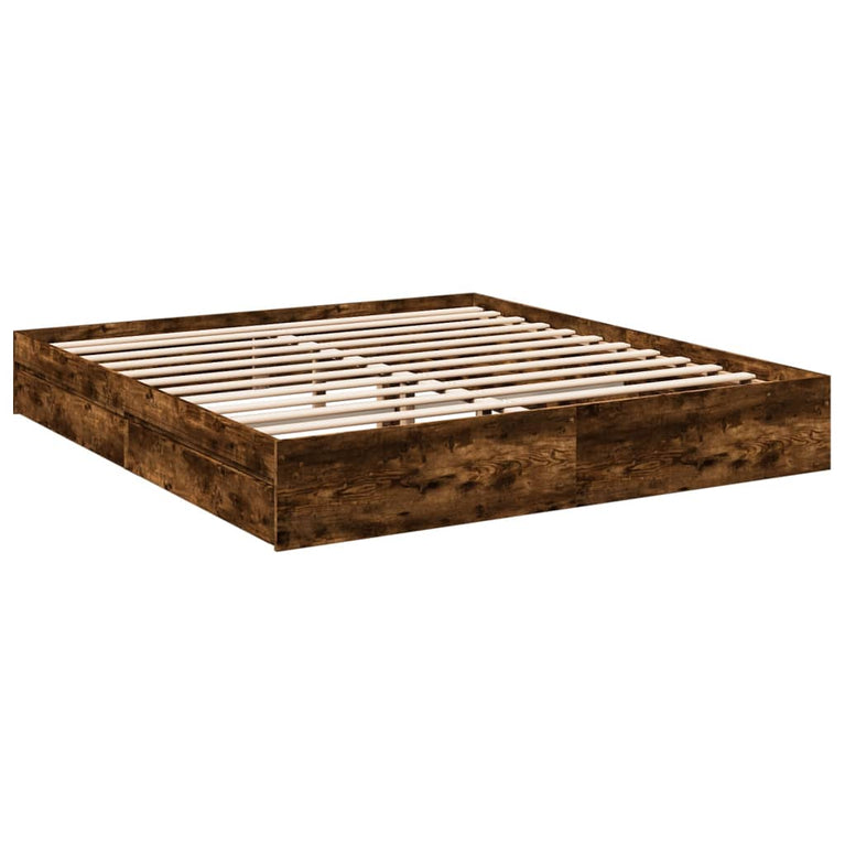 Bedframe met lades bewerkt hout gerookt eikenkleurig 200x200 cm