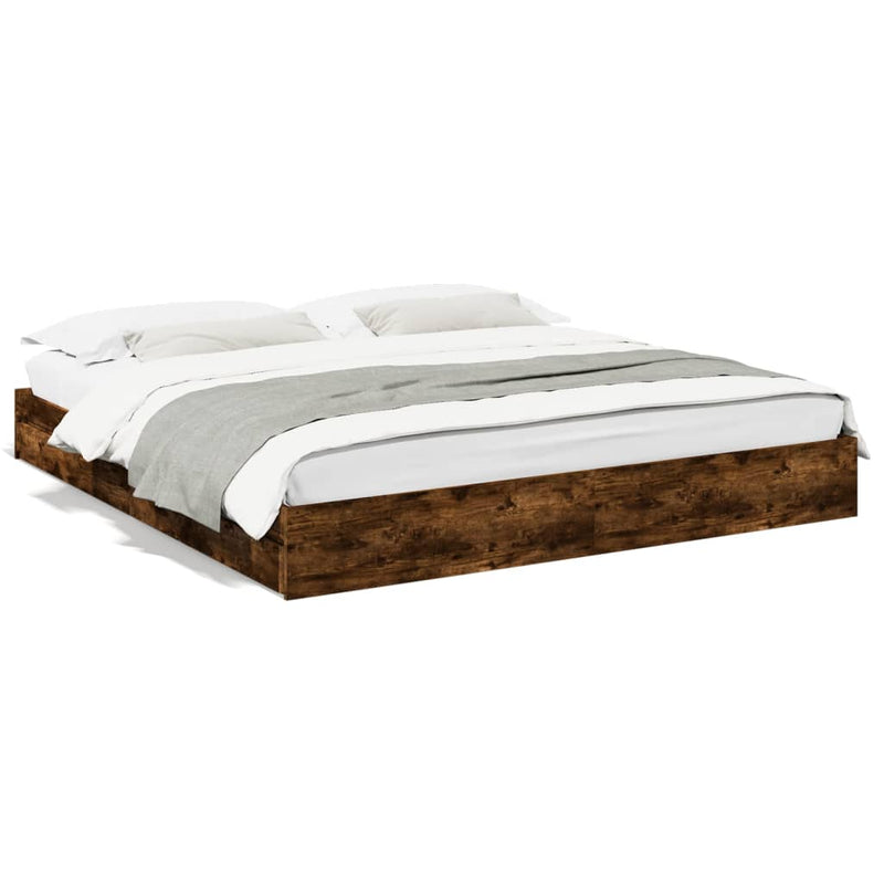 Bedframe met lades bewerkt hout gerookt eikenkleurig 200x200 cm