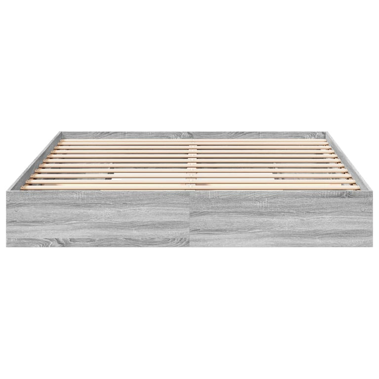 Bedframe met lades bewerkt hout grijs sonoma eiken 200x200 cm