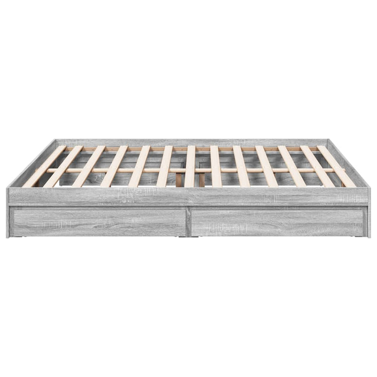 Bedframe met lades bewerkt hout grijs sonoma eiken 200x200 cm