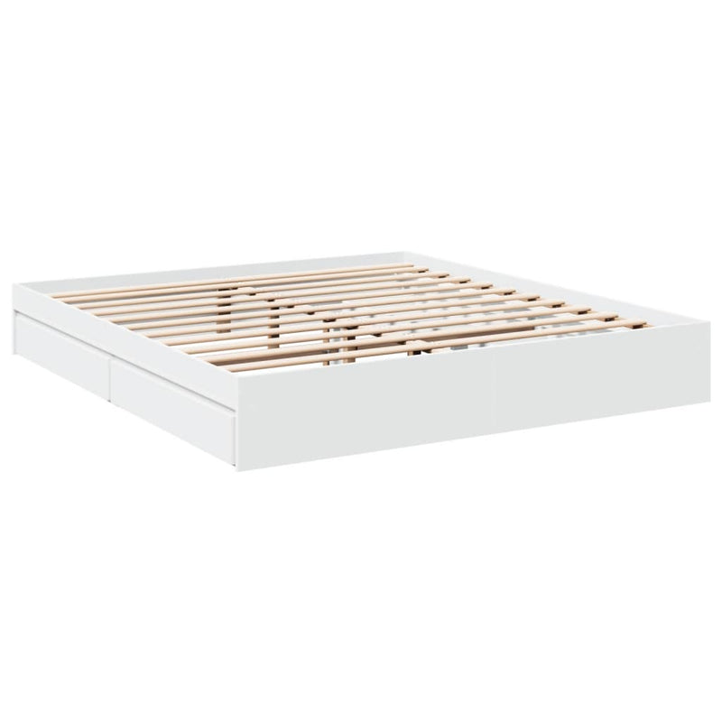 Bedframe met lades bewerkt hout wit 180x200 cm