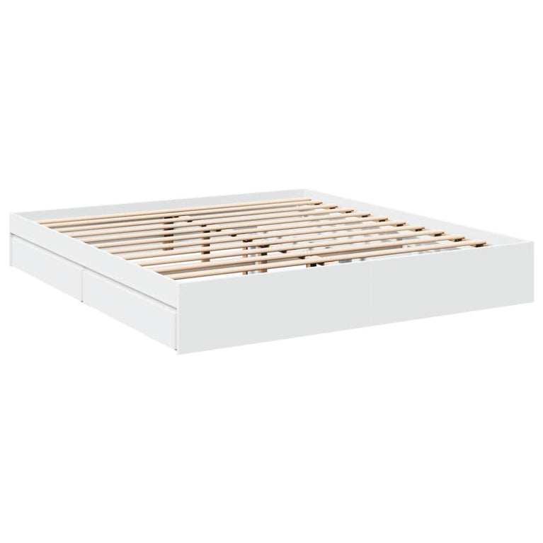Bedframe met lades bewerkt hout wit 180x200 cm