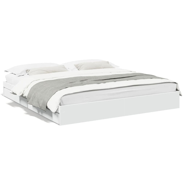 Bedframe met lades bewerkt hout wit 180x200 cm
